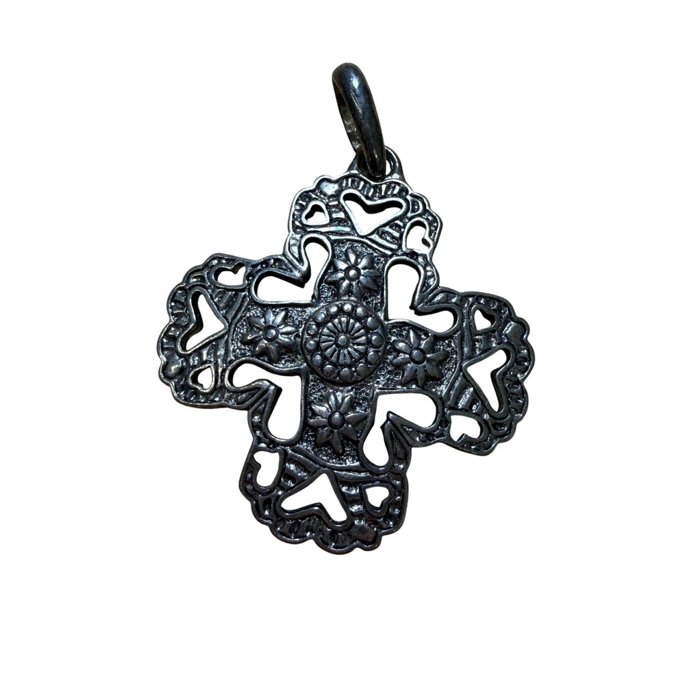 Boho Filigree Heart Floral Cross Pendant from Brighton